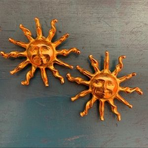 Vintage Sun Clip On Earrings